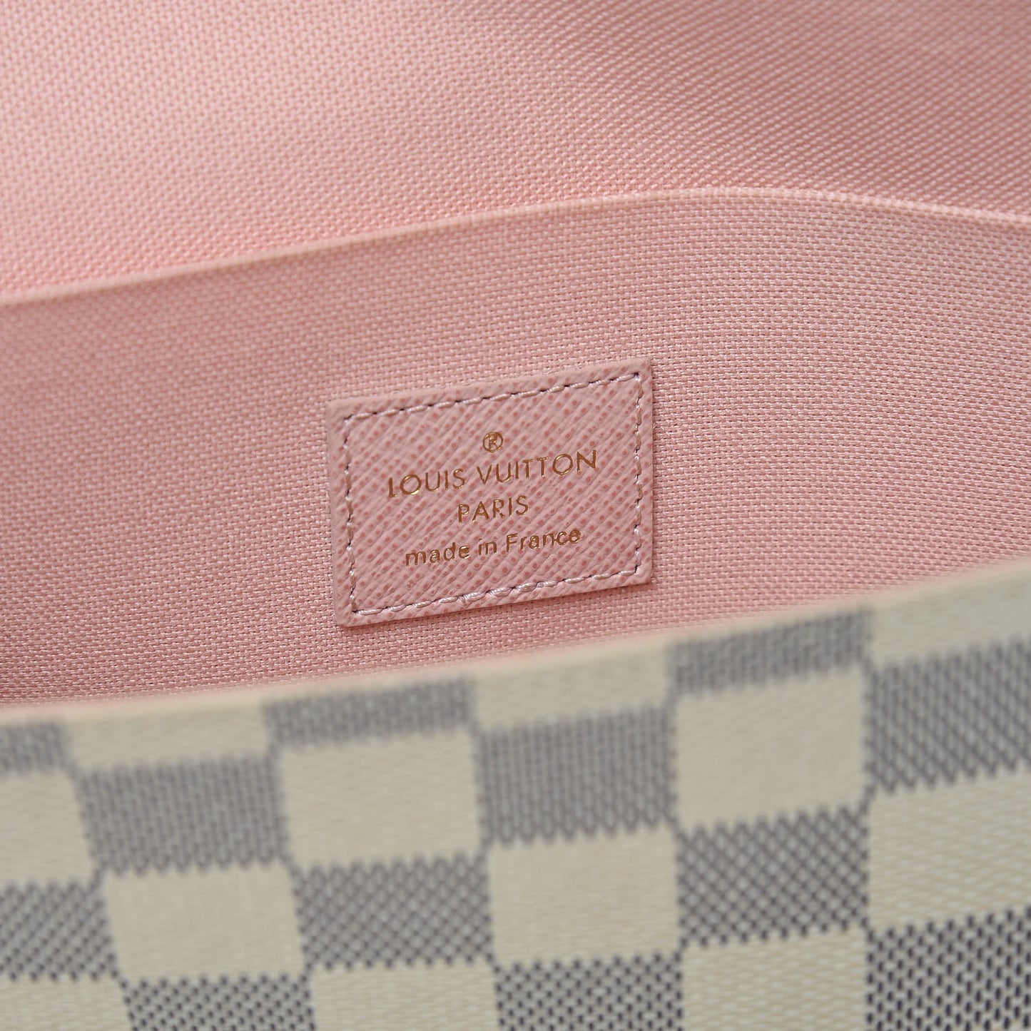 Damier Azur Pochette Felicie Chain Wallet Rose Ballerine