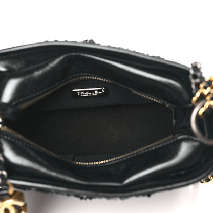 Chanel Tweed Sequin Calfskin Small Gabrielle Hobo Beige Black 5 of 9