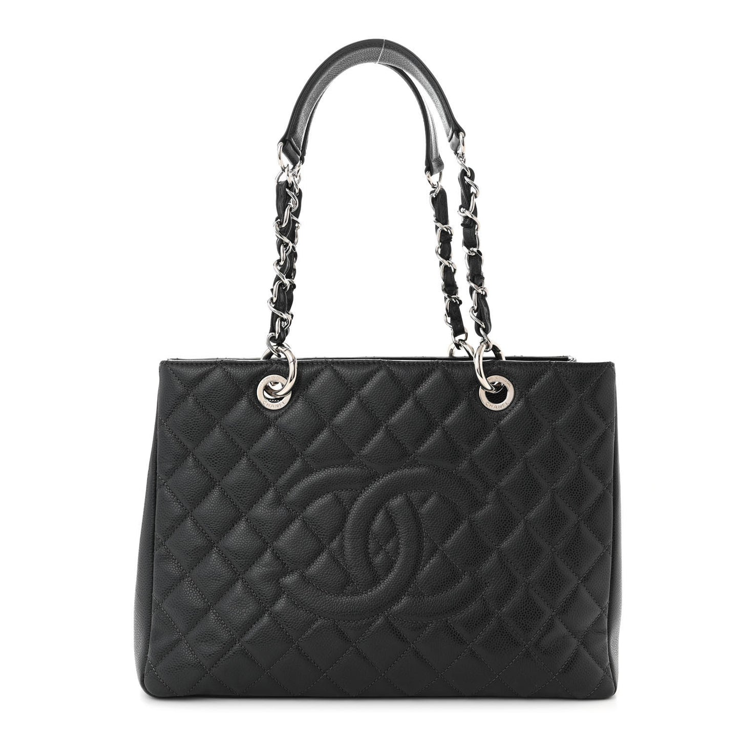 Caviar Quilted Grand Shopping Tote GST Dark Grey