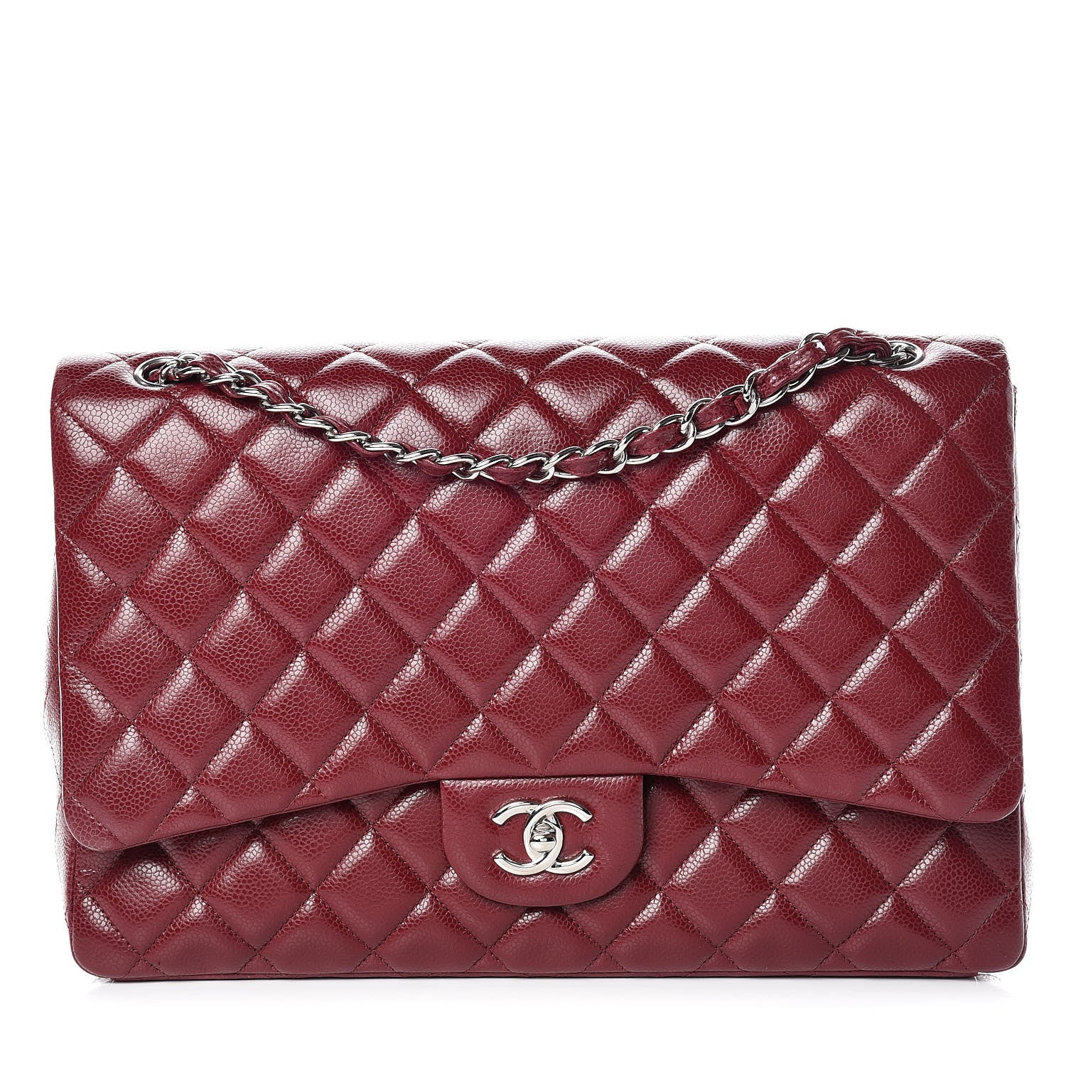 Chanel Caviar Quilted Maxi Single Flap Dark Red 1 of 10