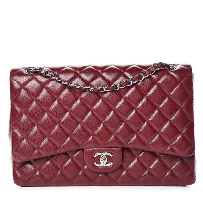 Chanel Caviar Quilted Maxi Single Flap Dark Red 1 of 10