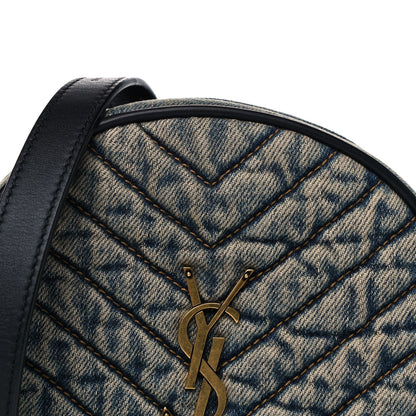 Saint Laurent Denim Quilted Monogram Round Crossbody Bag Rodeo Blue 7 of 8