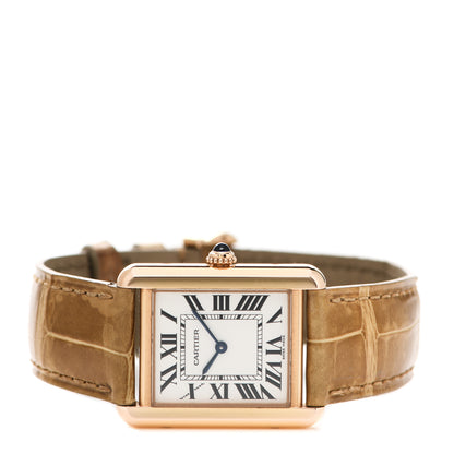 Cartier Stainless Steel 18K Pink Gold Alligator 24mm Tank Solo Quartz Watch Brown 2 of 6