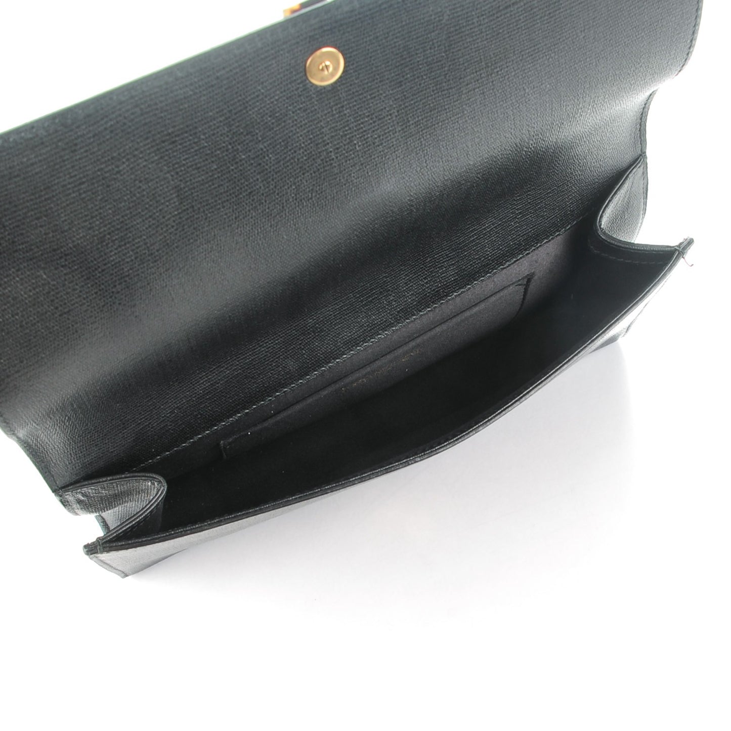 Textured Calfskin Classic Tortoise Y Ligne Clutch Black