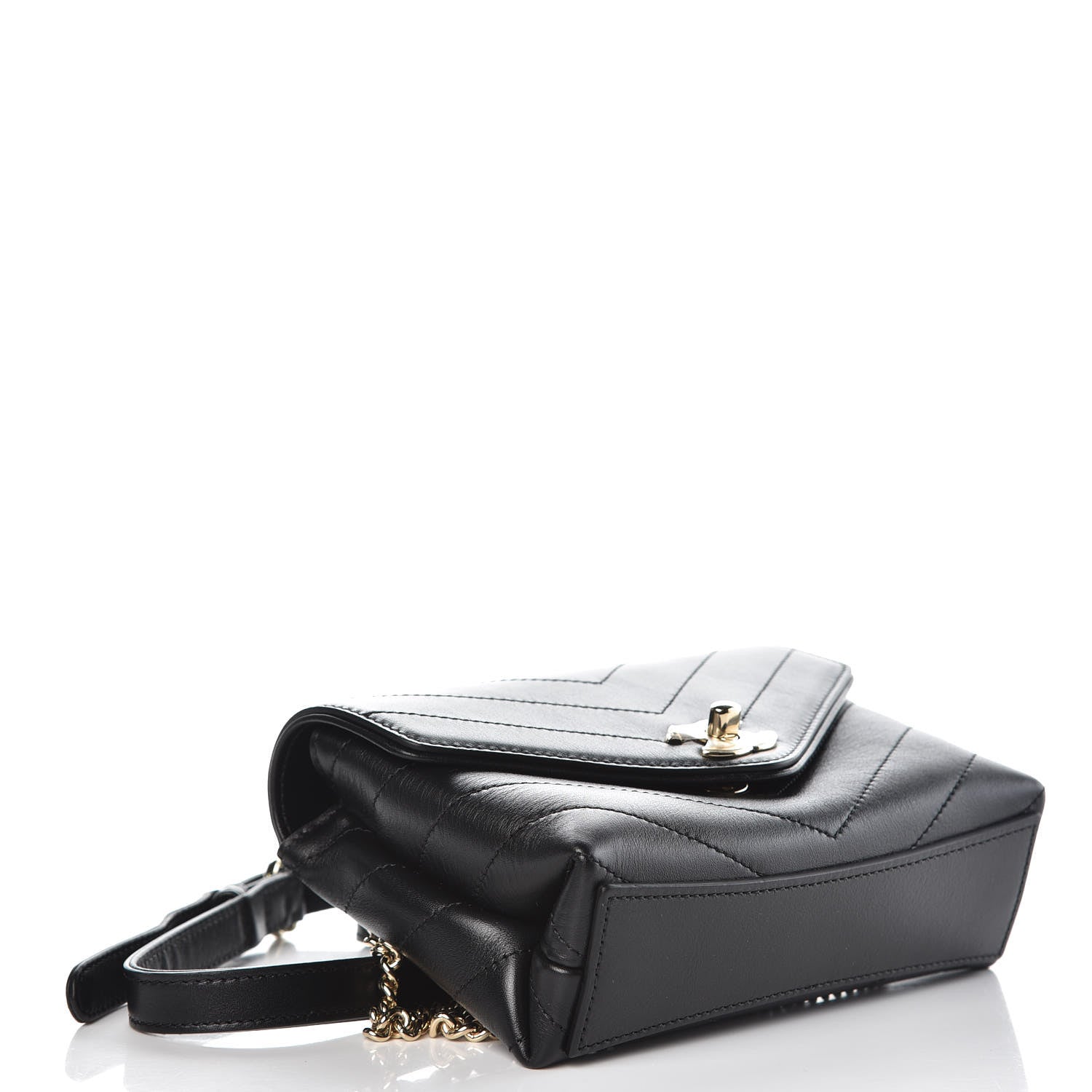 Chanel Calfskin Chevron Stitched Coco Waist Bag Black 4 of 8