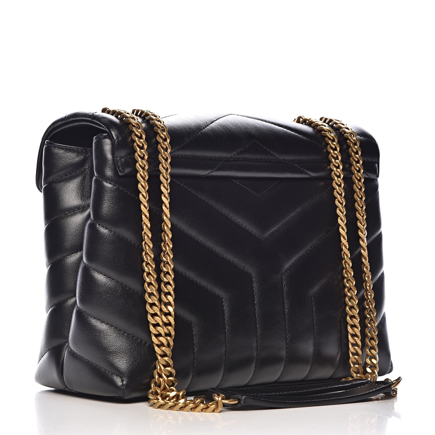 Saint Laurent Calfskin Y Quilted Monogram Small Loulou Chain Satchel Black 3 of 14