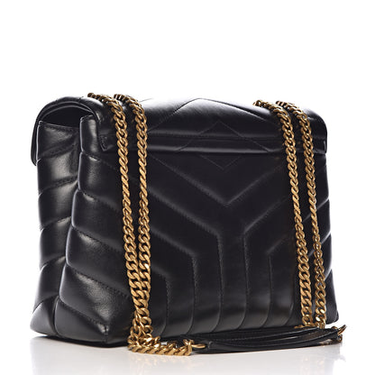 Saint Laurent Calfskin Y Quilted Monogram Small Loulou Chain Satchel Black 3 of 14