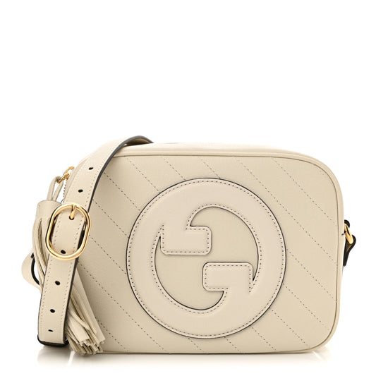 Sakai Be Green Calfskin Diagonal Stitched Small Blondie Shoulder Bag Mystic White