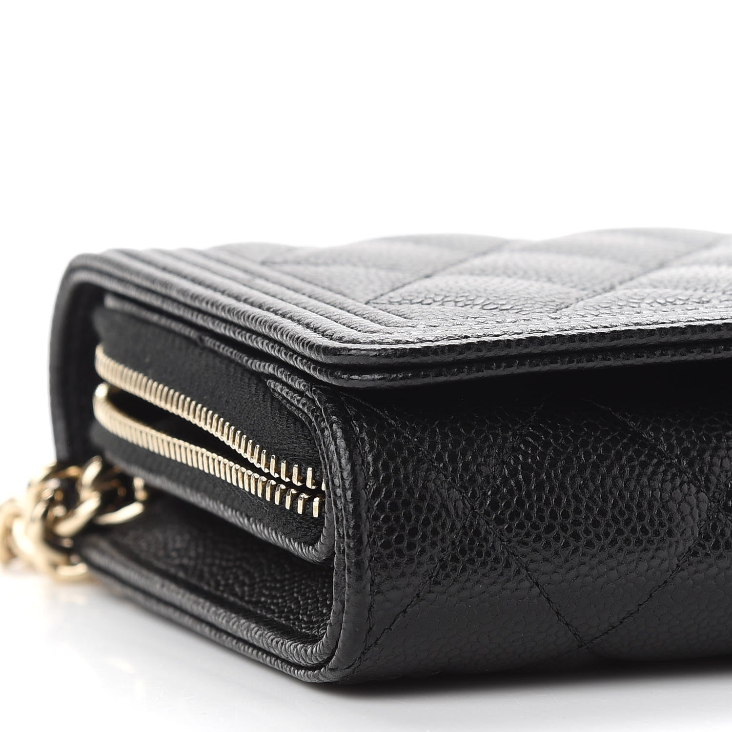 Chanel Caviar Quilted Boy Phone Holder Wallet On Chain Black 9 of 10