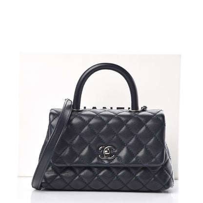Chanel Caviar Quilted Mini Coco Handle Flap Navy Blue 10 of 10