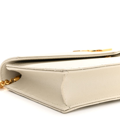 Saint Laurent Grain De Poudre Matelasse Chevron Cassandre Envelope Chain Wallet Nude Powder 7 of 8