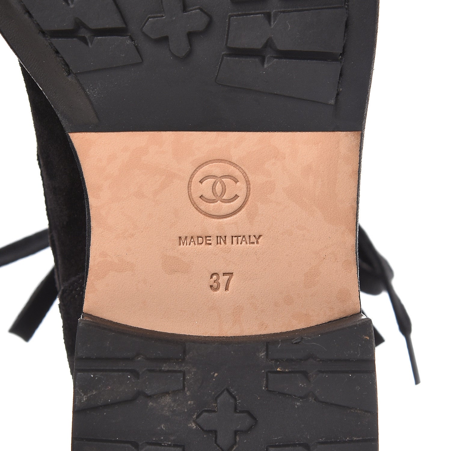 Chanel Suede Quilted CC Lace Up Combat Boots 37 Black 6 of 15