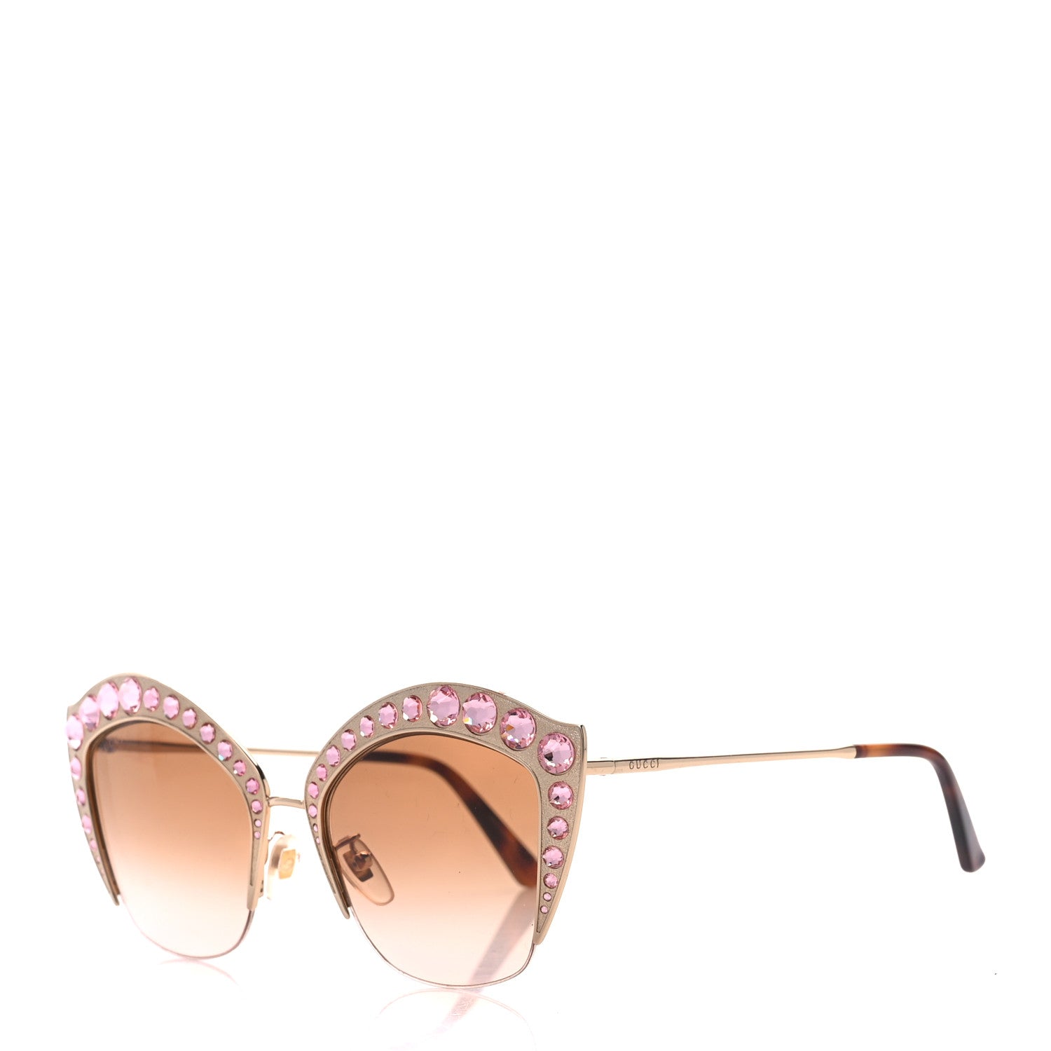 Gucci Metal Crystal Cat Eye Sunglasses GG00114S Pink 1 of 9