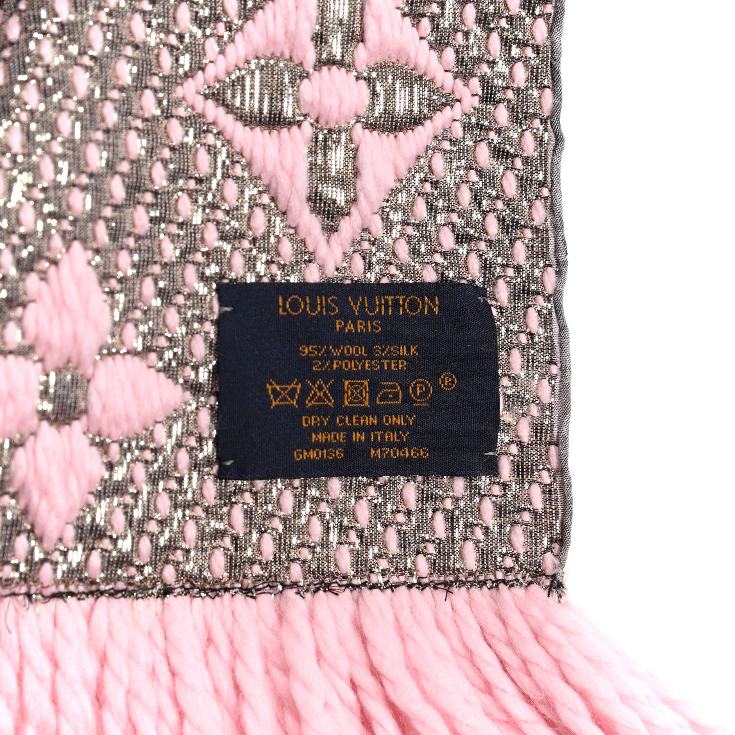 Louis Vuitton Wool Silk Logomania Shine Scarf Pink 3 of 4
