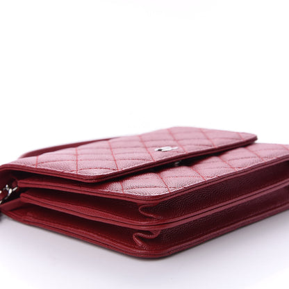 Chanel Caviar Quilted Square Wallet On Chain WOC Dark Red 6 of 13