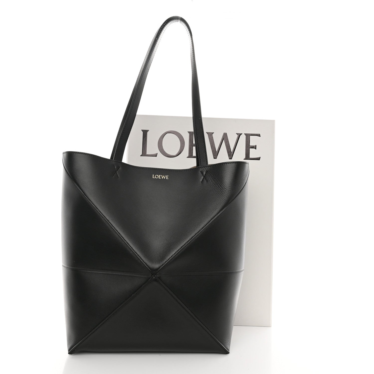 Loewe Shiny Calfskin Medium Puzzle Fold Tote Black 12 of 12