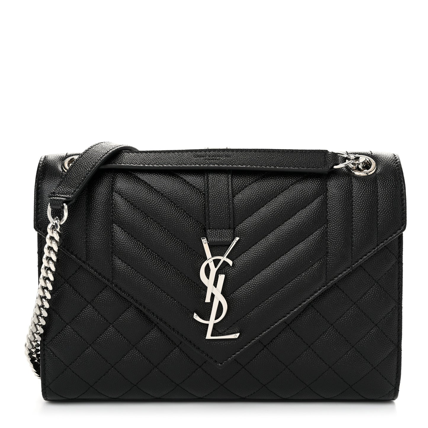 Grain De Poudre Textured Mixed Matelasse Triquilt Medium Monogram Satchel Black