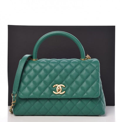 Chanel Caviar Quilted Small Coco Handle Flap Green 26 of 26