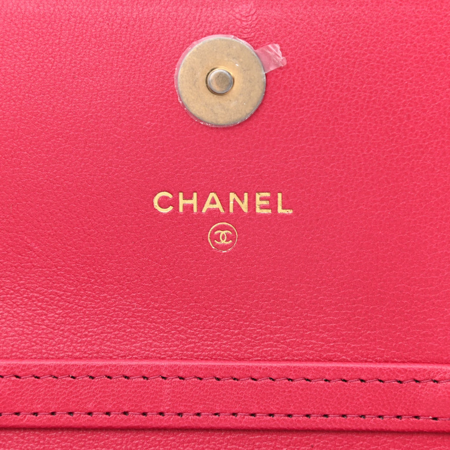 Lambskin Quilted Chanel 19 Flap Card Holder With Chain Dark Pink