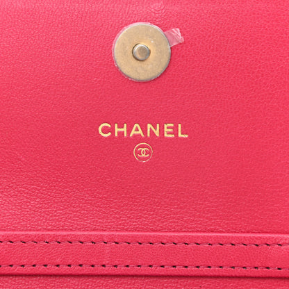 Chanel Lambskin Quilted Chanel 19 Flap Card Holder With Chain Dark Pink 6 of 11