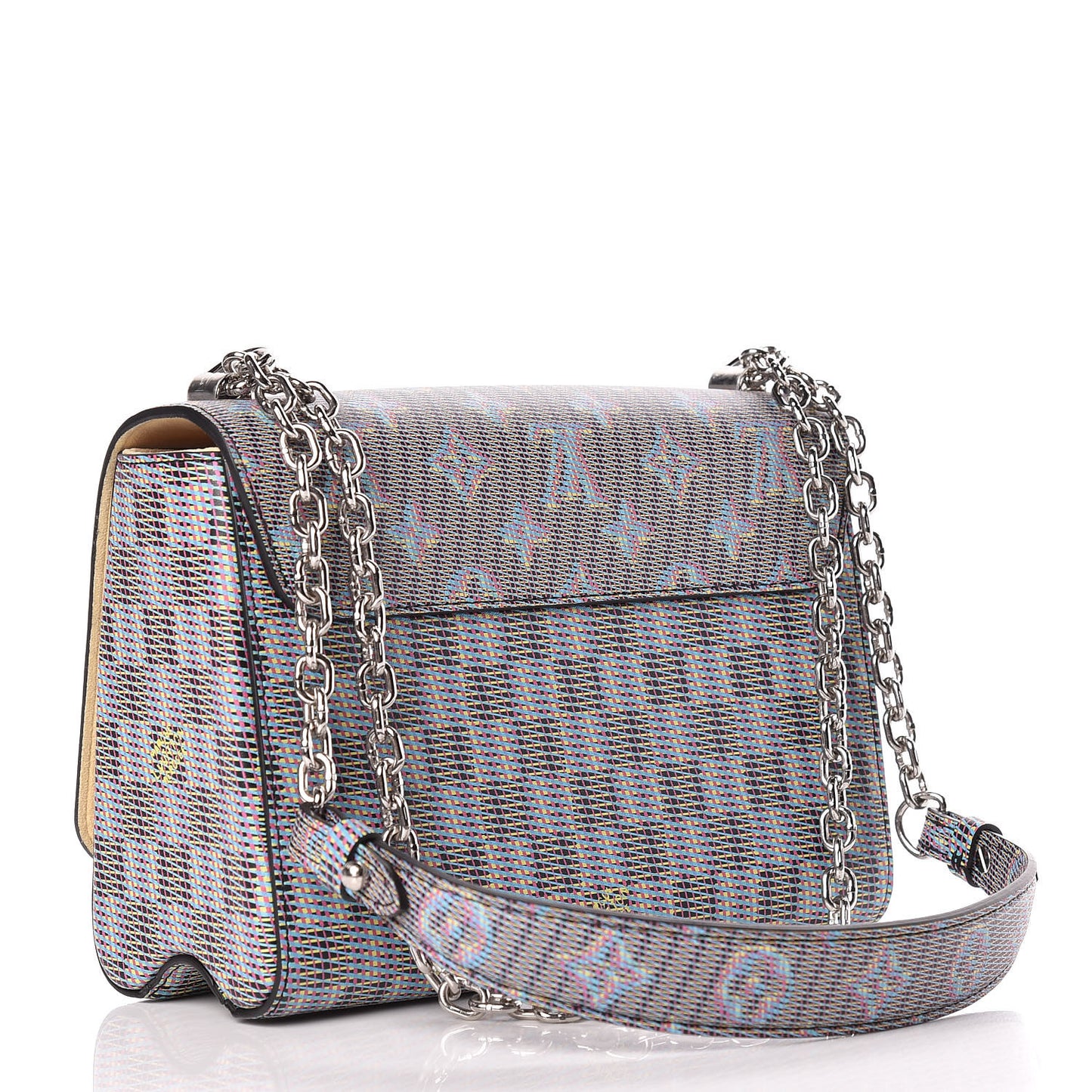 Calfskin Monogram LV Pop Twist Shoulder Bag MM Blue
