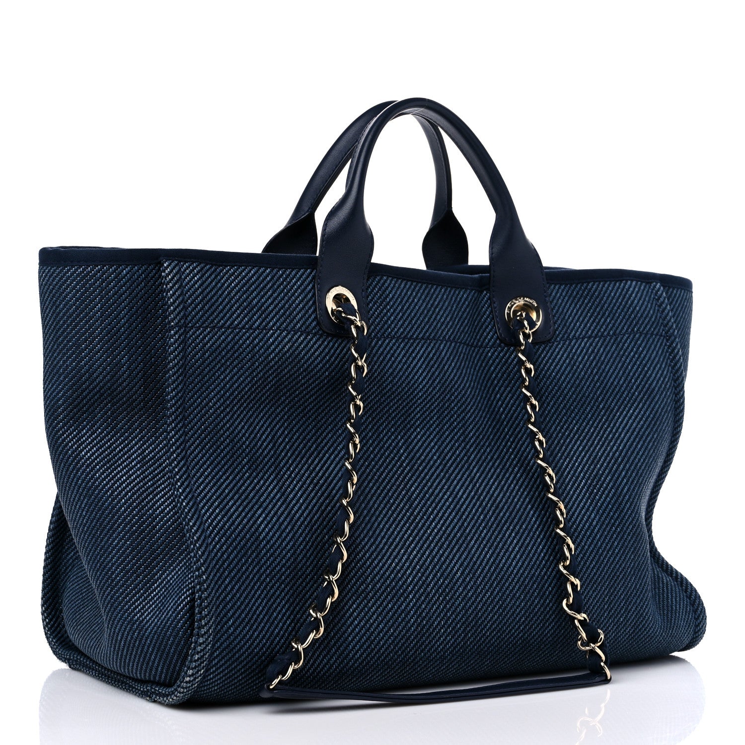Chanel Denim Medium Deauville Tote Dark Blue 2 of 12