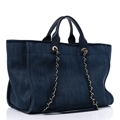 Chanel Denim Medium Deauville Tote Dark Blue 2 of 12