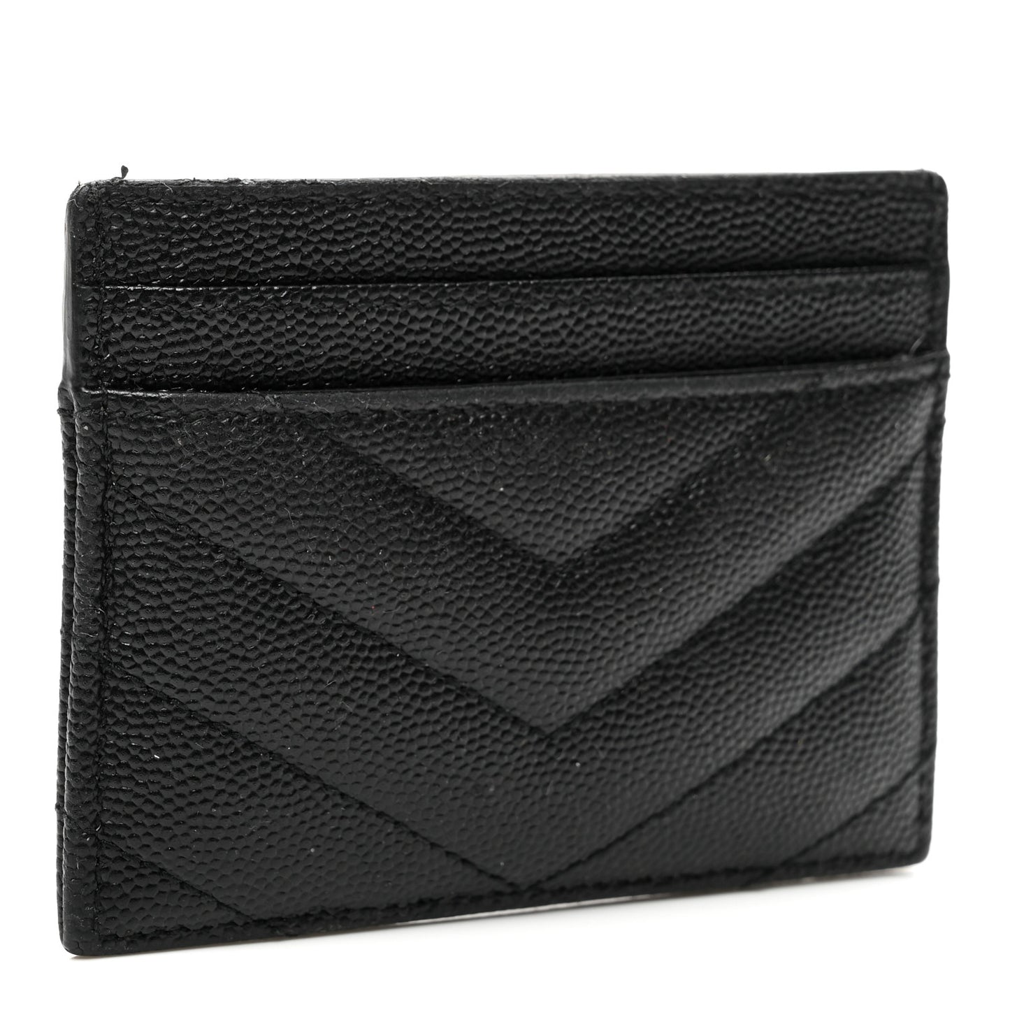 Grain De Poudre Matelasse Chevron Monogram Credit Card Case Black