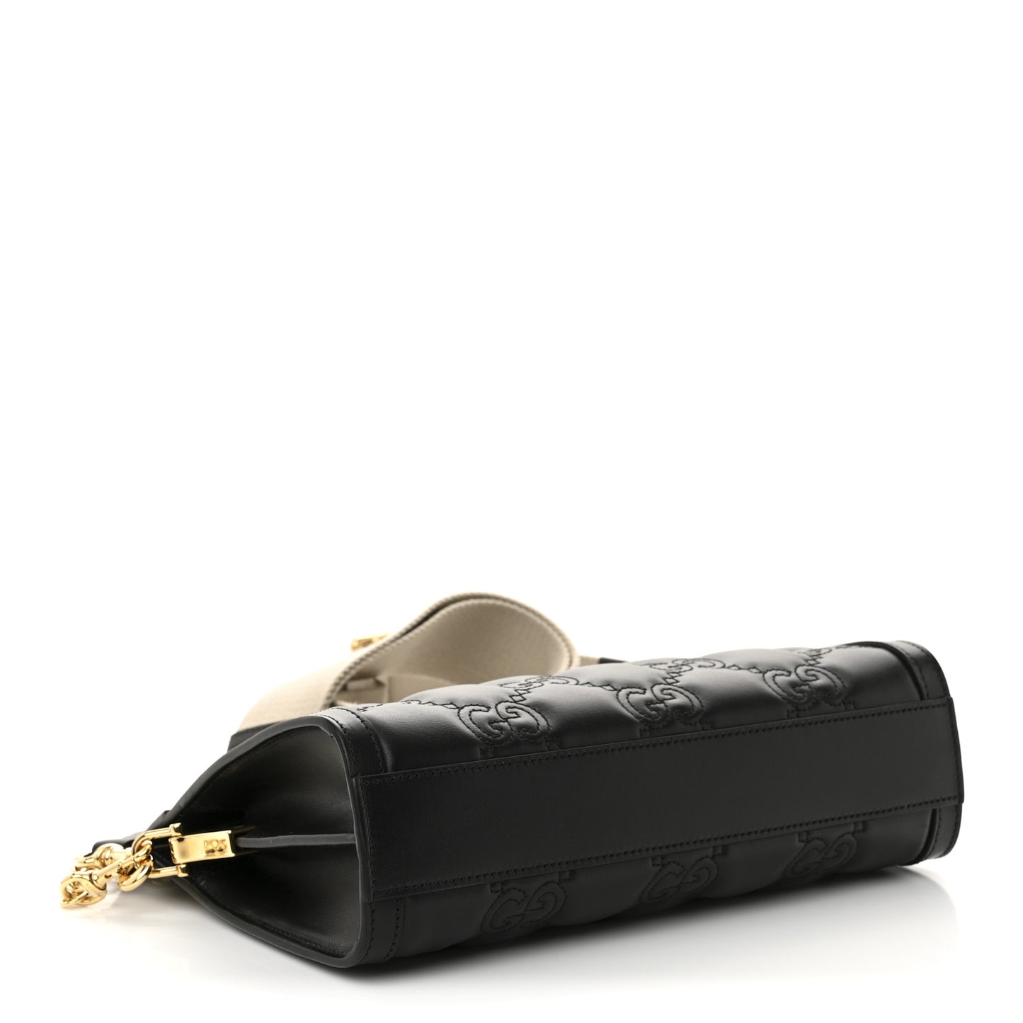 Calfskin GG Matelasse Small Slim Chain Shoulder Bag Black Natural