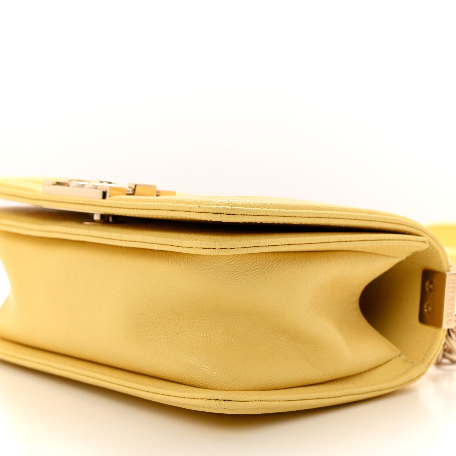 Chanel Caviar Chevron Quilted Small Boy Flap Yellow 10 of 10