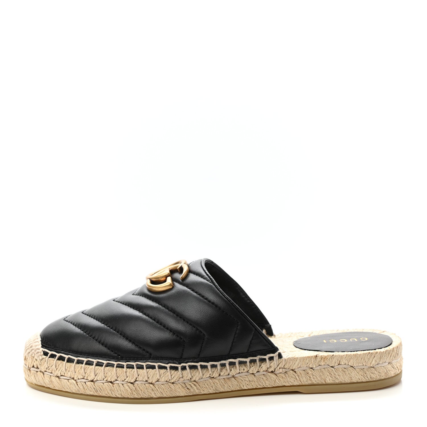 Gucci Nappa Matelasse GG Marmont Espadrille Slippers 37 Black 1 of 8
