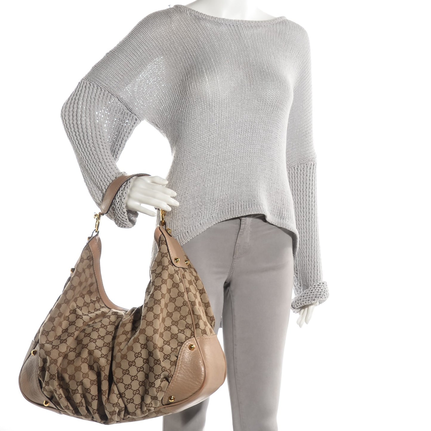 Monogram Large Jockey Hobo Beige