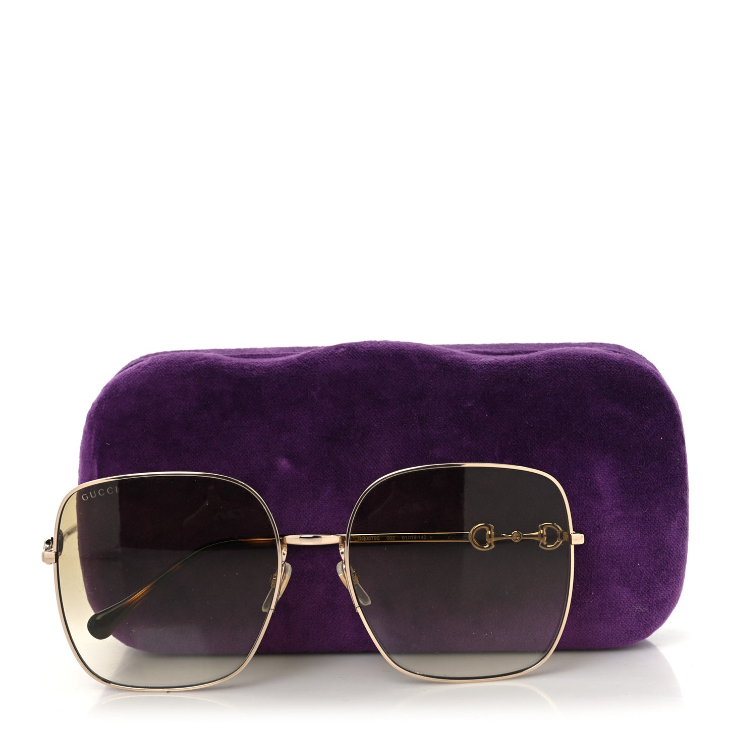 Metal Horsebit Square Frame Sunglasses GG0879S Gold