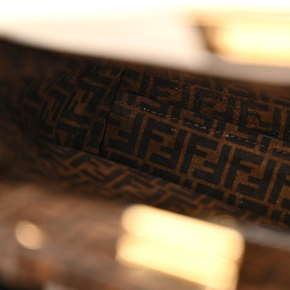 Fendi Vitello Seta Suede FF Mini Peekaboo Iconic Satchel Uovo Sigaro Marrone 12 of 13