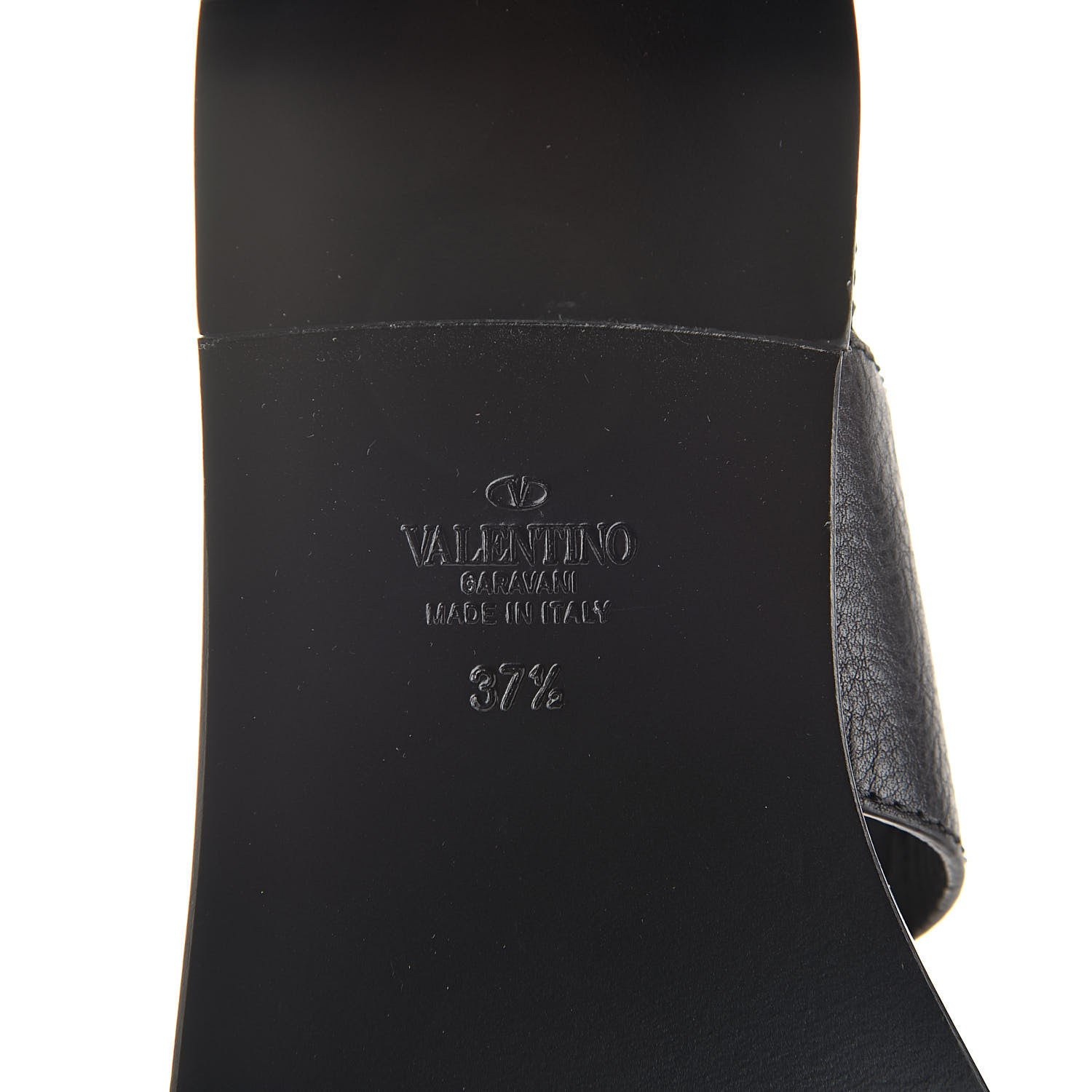 Valentino Garavani Grainy Cowhide Vlogo Slingback Flat Thong Sandals 37.5 Black 6 of 8