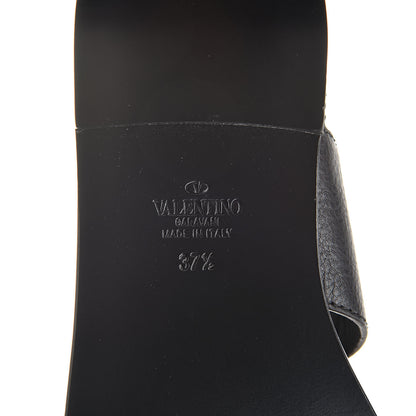 Valentino Garavani Grainy Cowhide Vlogo Slingback Flat Thong Sandals 37.5 Black 6 of 8
