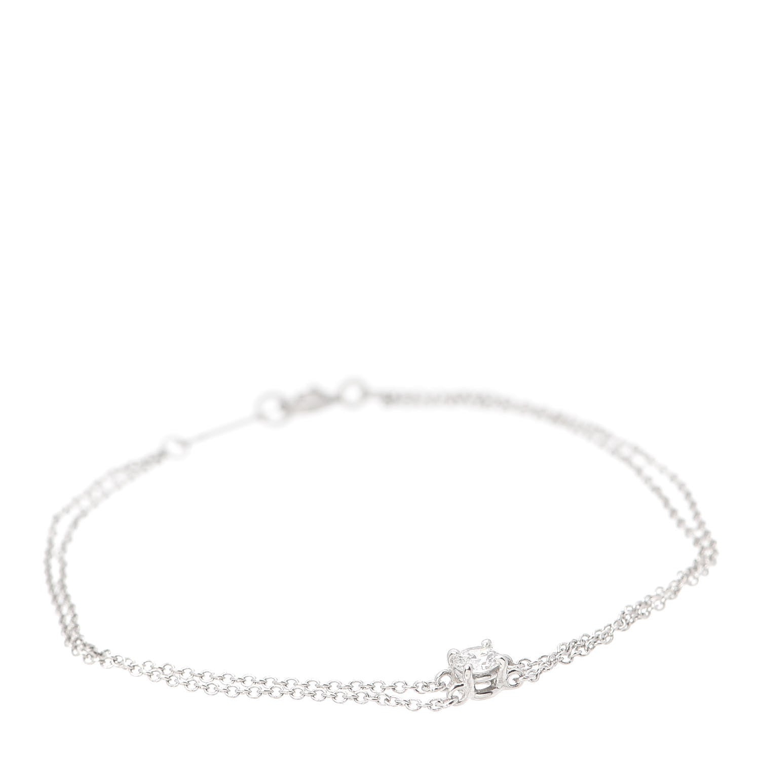 Tiffany Platinum Diamond .17ct Double Chain Solitaire Bracelet 1 of 6