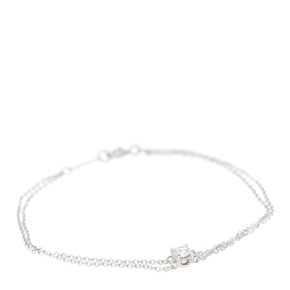 Tiffany Platinum Diamond .17ct Double Chain Solitaire Bracelet 1 of 6