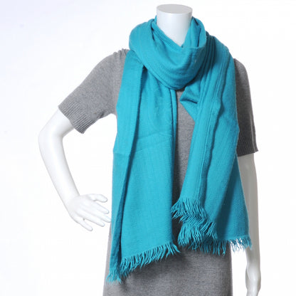 Hermes Solid Cashmere Logo Stole Scarf Turquoise 4 of 6