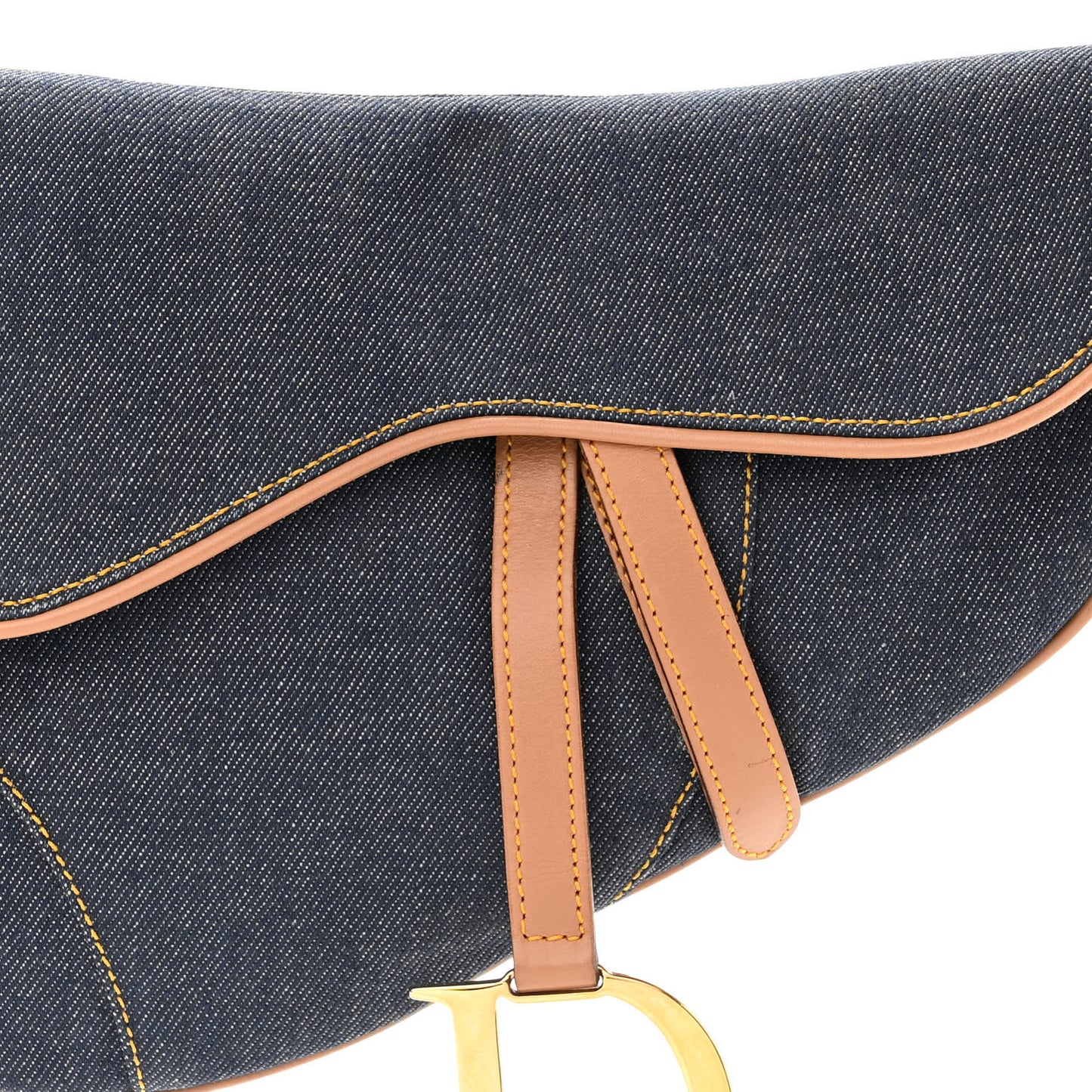 Denim Calfskin Saddle Bag Blue