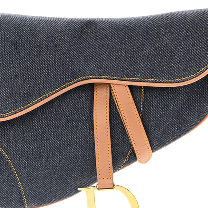 Christian Dior Denim Calfskin Saddle Bag Blue 8 of 10
