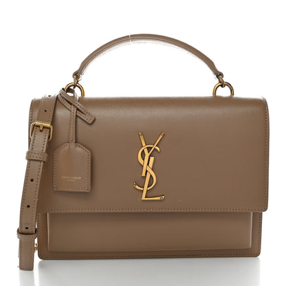Saint Laurent Smooth Calfskin Medium Monogram Sunset Satchel  Natural Tan 1 of 13