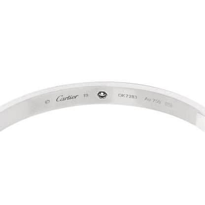 Cartier 18K White Gold 1 Diamond LOVE Cuff Bracelet 19 3 of 3