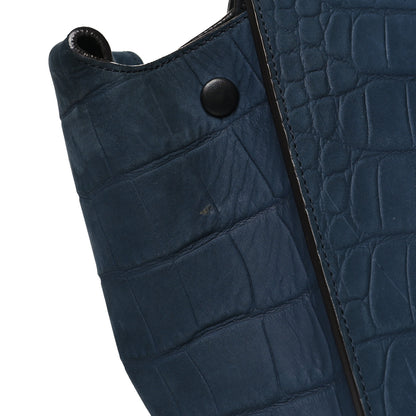 Celine Smooth Calfskin Nubuck Crocodile Embossed Small Tie Knot Tote Navy 11 of 12