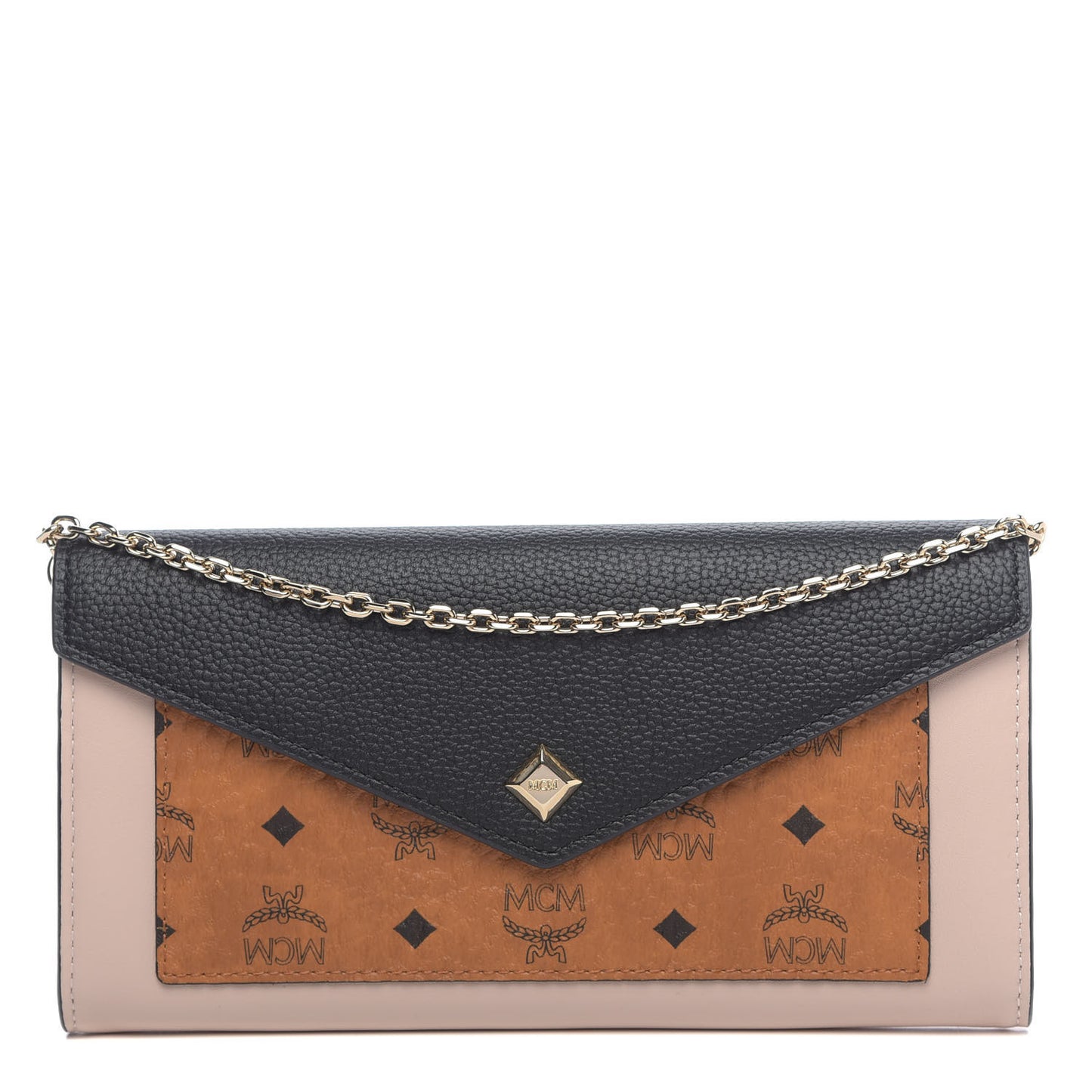 Visetos Large Love Letter Crossbody Wallet Cognac Black