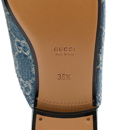 Gucci New Denim GG Malaga Kid Womens Princetown Slippers 36.5 Light Blue Royale 7 of 9