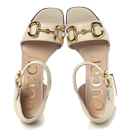 Gucci Nappa Horsebit Cross Strap 95mm Sandals 35 Mystic White 2 of 10