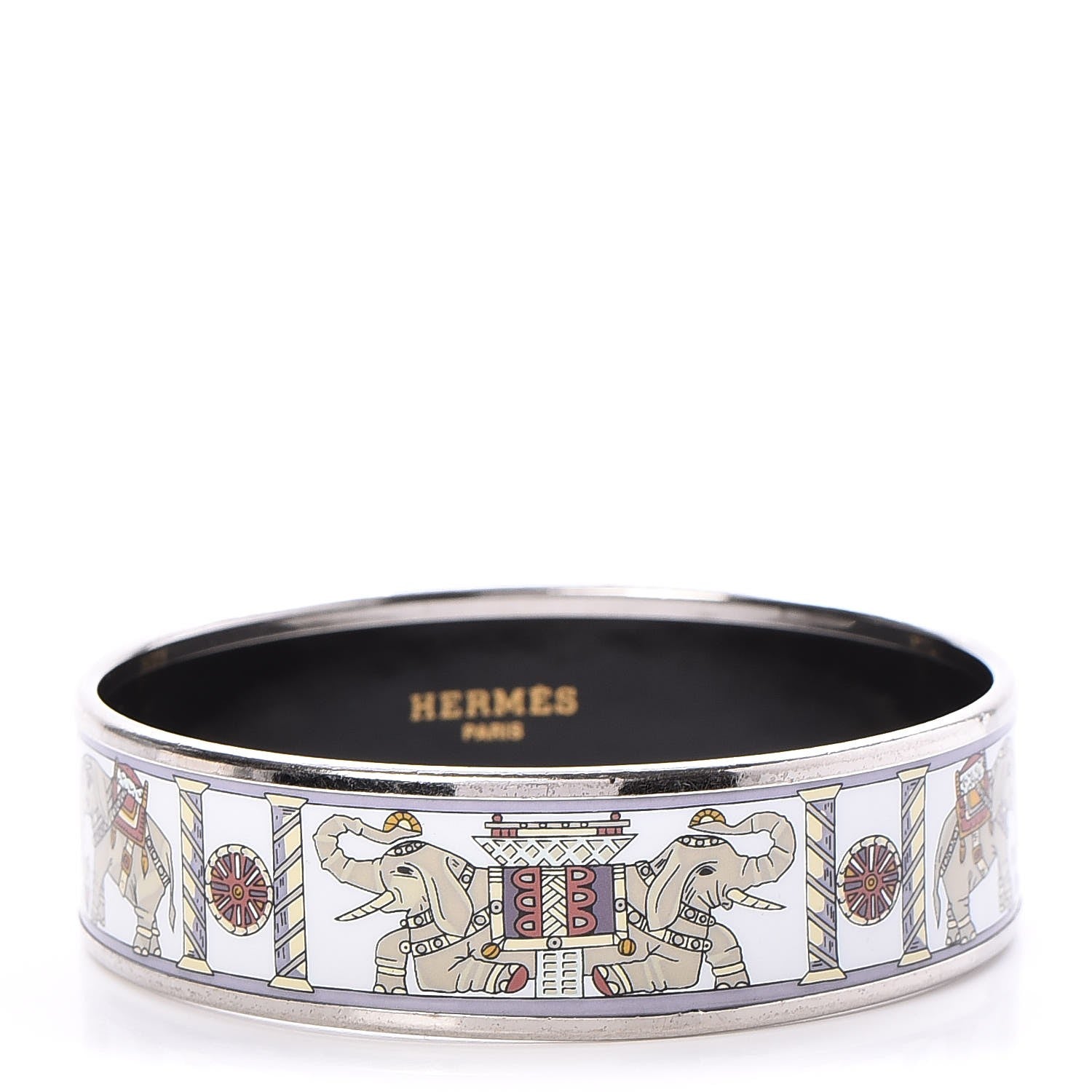 Hermes Enamel Printed Elephant Torana Wide Bracelet 65 1 of 5