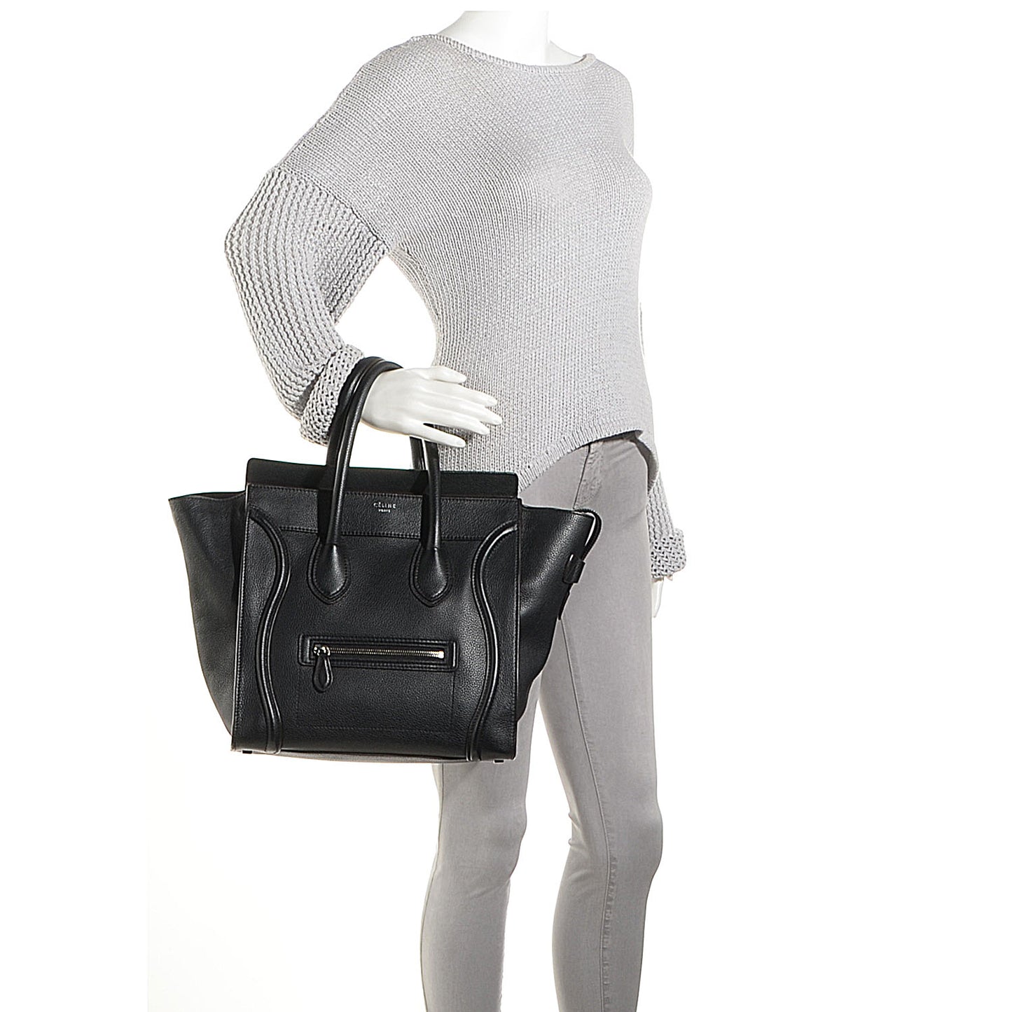 Drummed Calfskin Mini Luggage Black