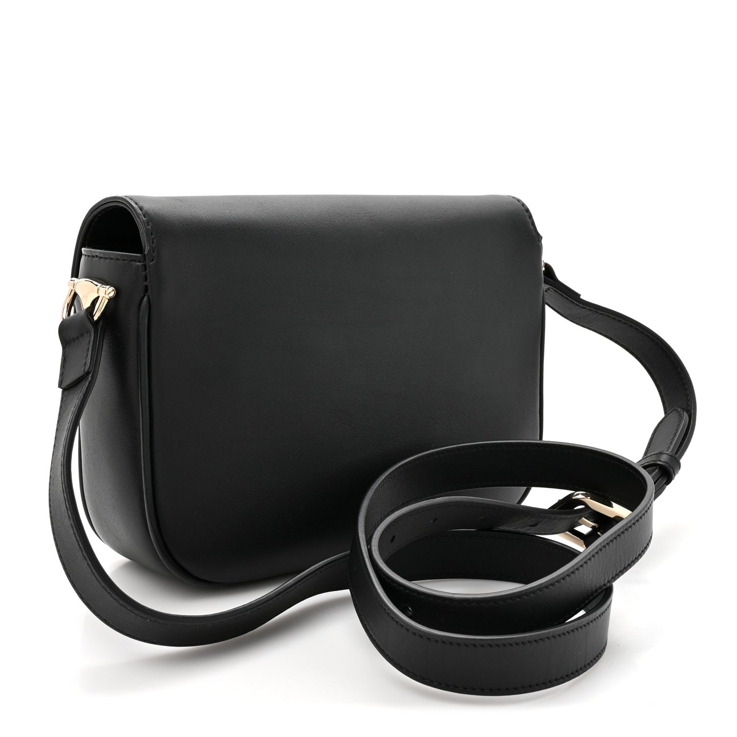 Arabella Calfskin Horsebit 1955 Soft Small Shoulder Bag Black